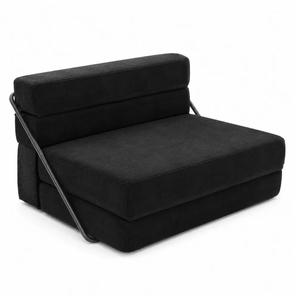 Canapé convertible en métal et tissu noir 120x80x75 cm