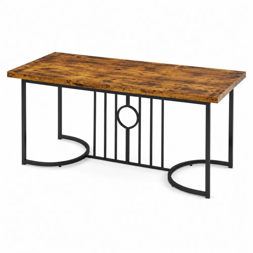 Table rectangulaire en bois et métal avec cadre en acier, 120x60x75 cm