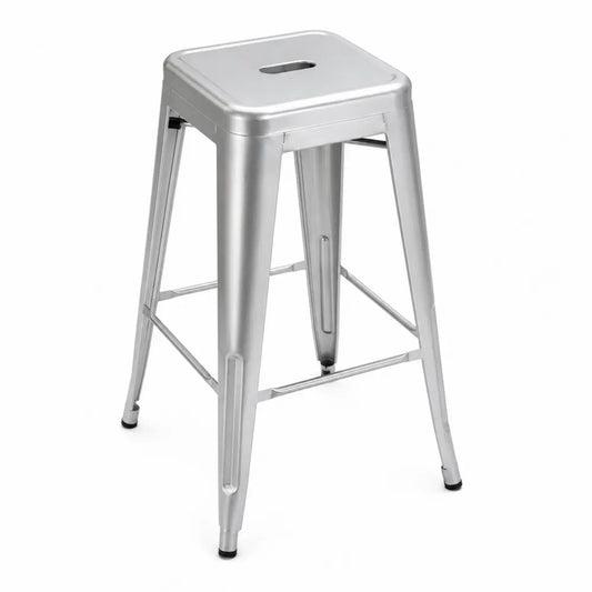 Tabouret de bar en métal argenté 75 cm