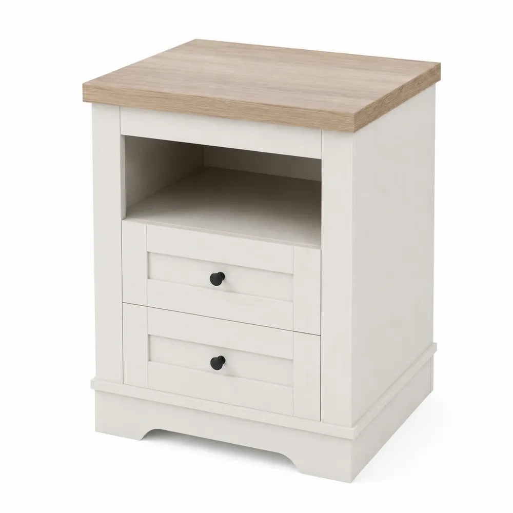 Table de chevet en bois avec 2 tiroirs et 1 étagère