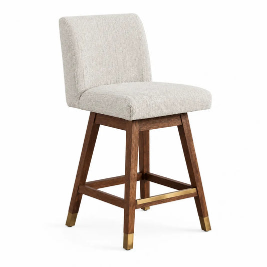 Tabouret en bois et tissu avec pieds métalliques