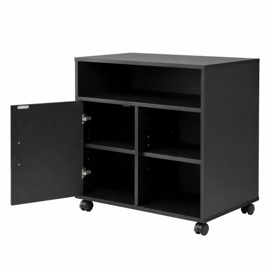 Armoire mobile en bois avec étagères et porte