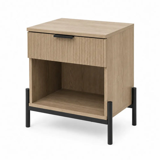 Table de chevet en bois avec tiroir, chêne clair