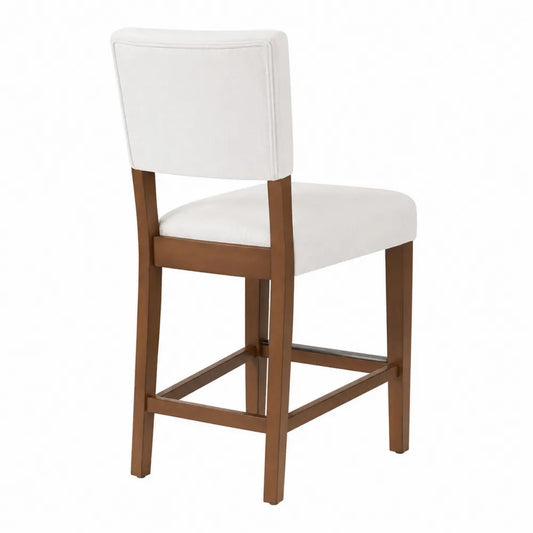 Chaise de Bar en Bois et Tissu Polyester Blanc